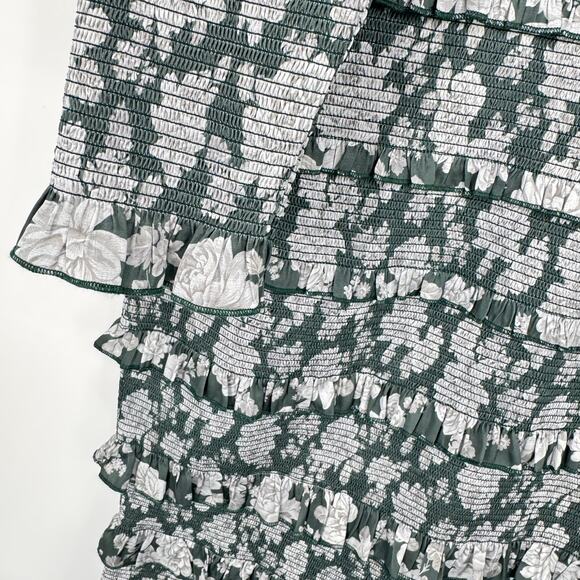 V. Chapman Lanie Maxi Dress Emerald Peony Print Ruffles Wedding Guest Size 2 NEW - Picture 9 of 10